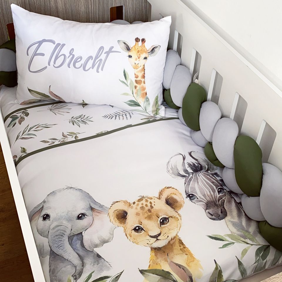 Cot Bedding - Grey Green Safari Set 5