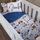 Cot Bedding - Dark Blue Construction Set 02