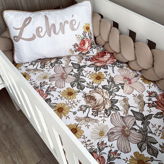 Cot Bedding - Boho Floral Set 02