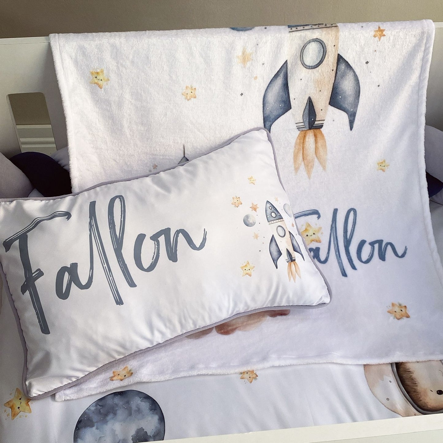 Cot Bedding - Blue Space Set 02