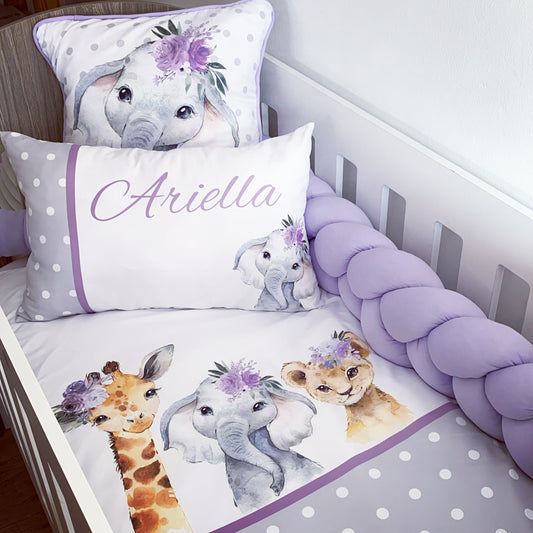 Cot Bedding - Purple Safari Set 03
