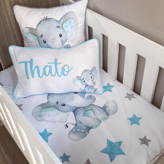 Cot Bedding - Blue Elephant Set 08