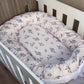 Cot Bedding - Aqua Leaves Set 01