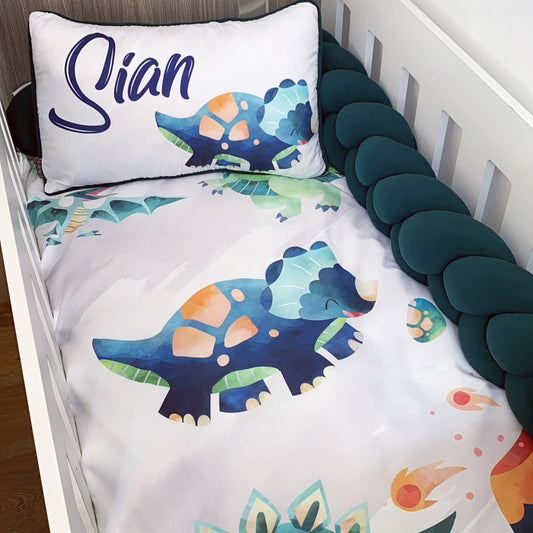 Cot Bedding - Blue Dinosaur Set 06