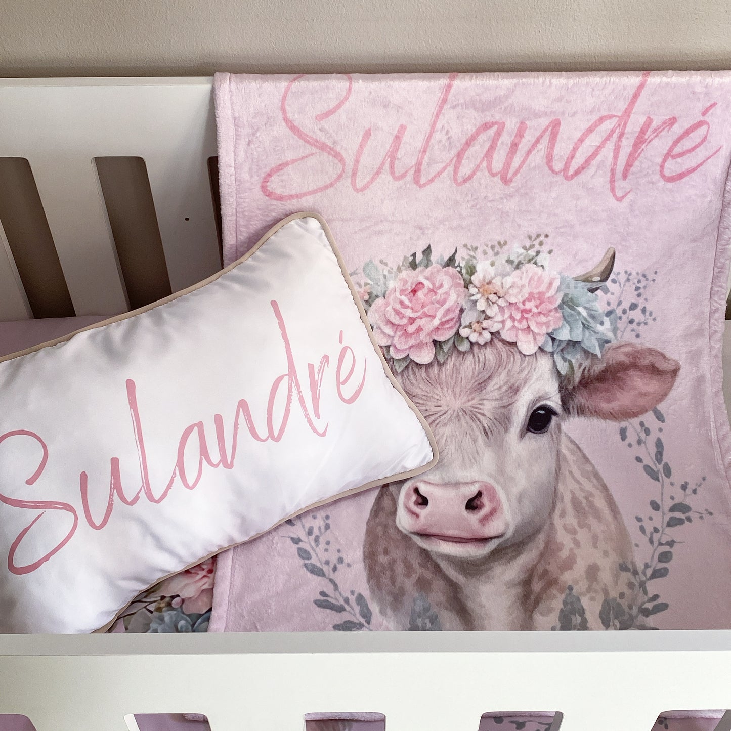 Cot Bedding - Flower Highlands Cow Set 01