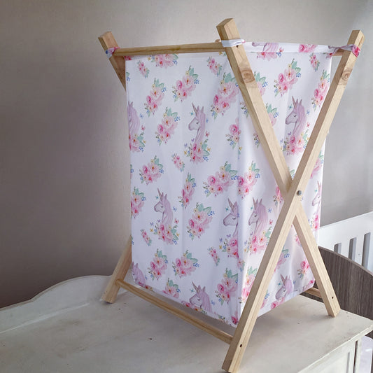 Wooden Laundry Basket - Unicorn 01