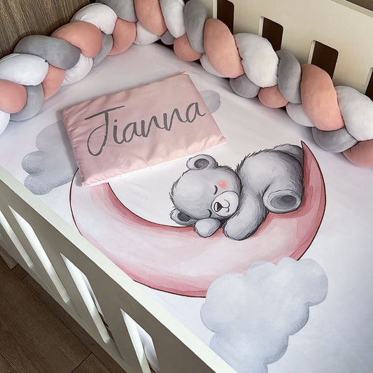 Cot Bedding - Pink Bear Set 05