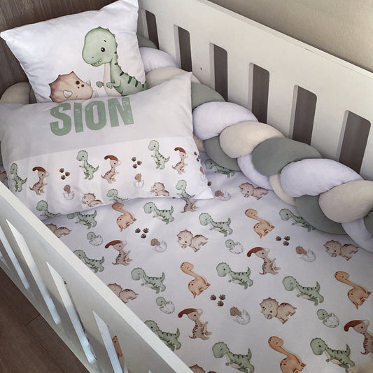 Cot Bedding - Sage Dinosaur Set 01