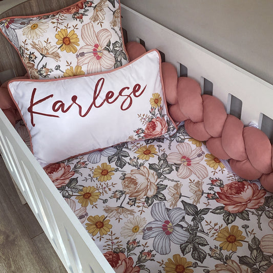 Cot Bedding - Boho Floral Set 03