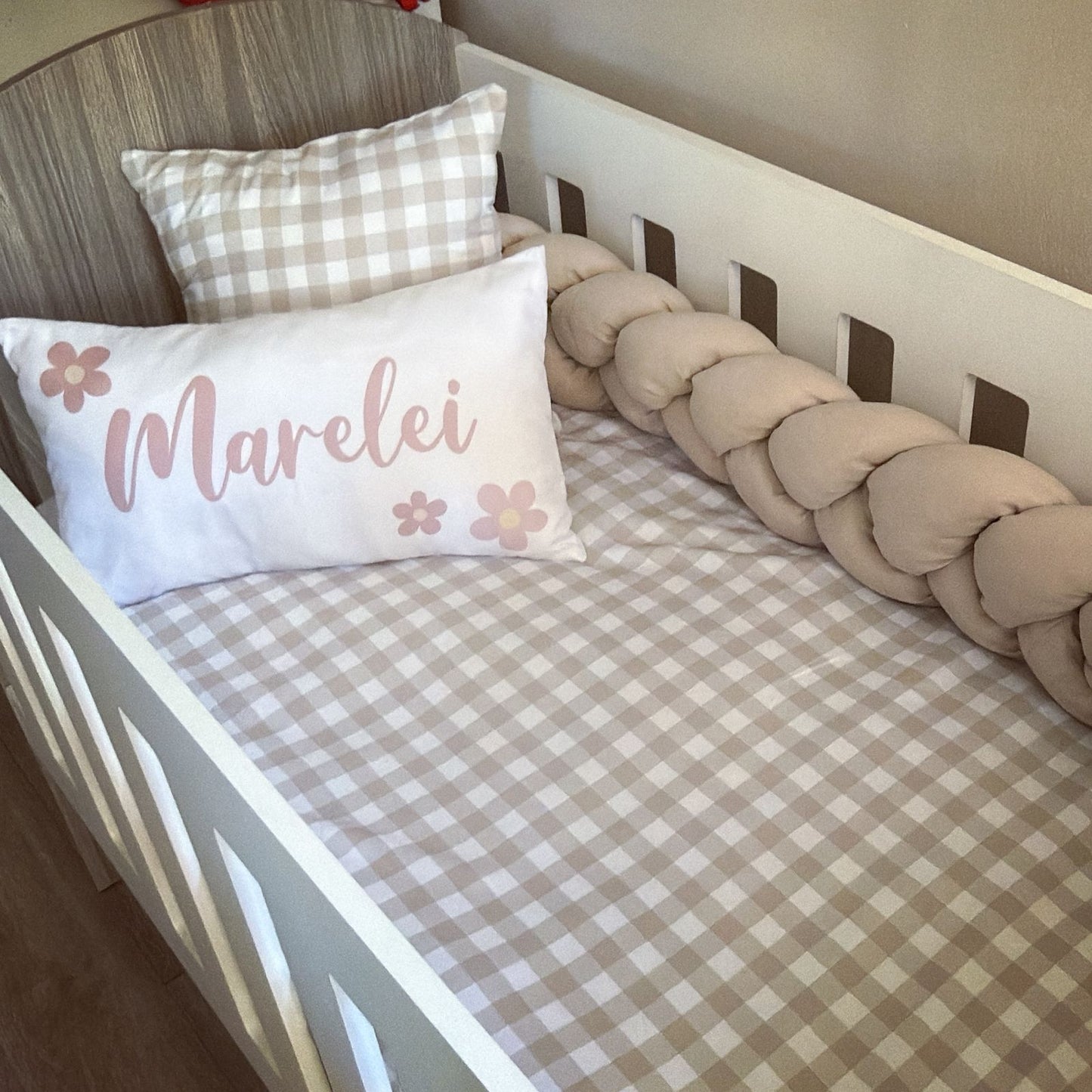 Cot Bedding - Check Flower Set 01
