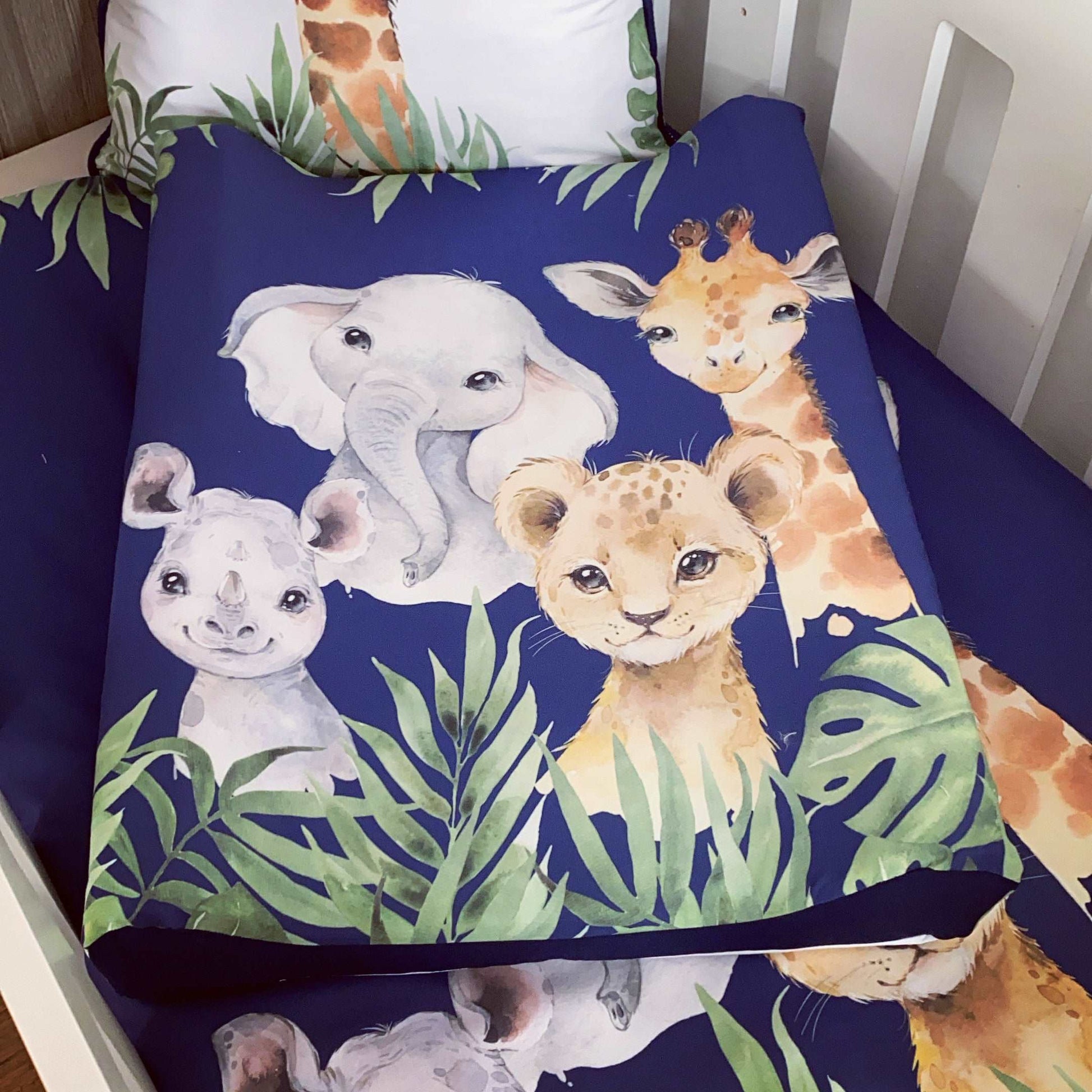 Cot Bedding - Navy Safari Set 4