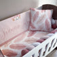 Cot Bedding - Pink Crown Feather Set 01