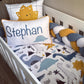 Cot Bedding - Blue Mustard Dinosaur Set 01 | All Nursery Sets | Baby Bedding Sets South Africa | Soft Spot Kids | South Africa