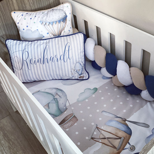 Cot Bedding - Blue Stone Plane Set 02