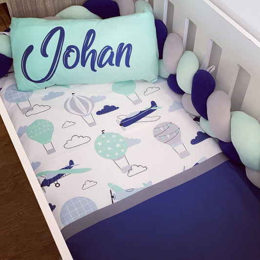 Cot Bedding - Blue Plane Set 07