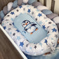 Cot Bedding - Blue Penguin Set 02