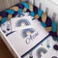 Cot Bedding - Blue Stone Navy Rainbow Delight Set