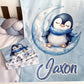 Cot Bedding - Blue Penguin Set 02