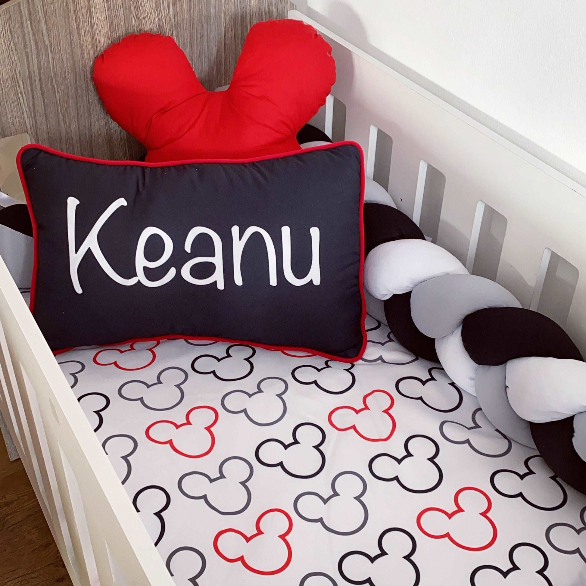 Cot Bedding - Red Black Mouse Set