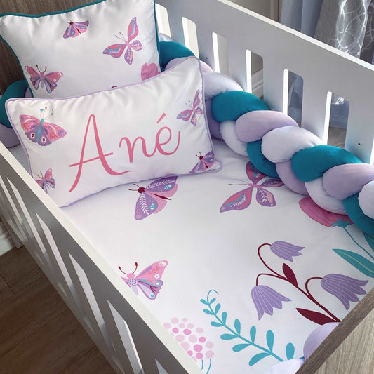 Cot Bedding - Purple Butterfly Set 01
