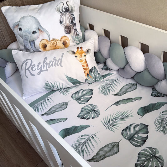 Cot Bedding - Leaves Safari Set 01