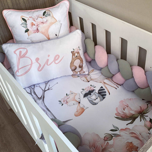 Cot Bedding - Floral Woodland Set 01