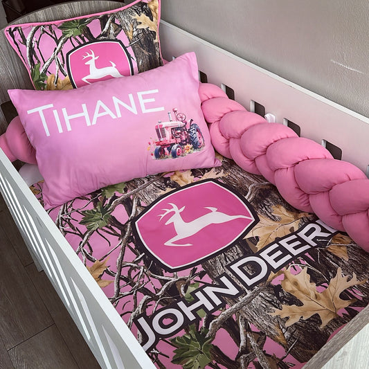 Cot Bedding - Pink John Deere Set 01