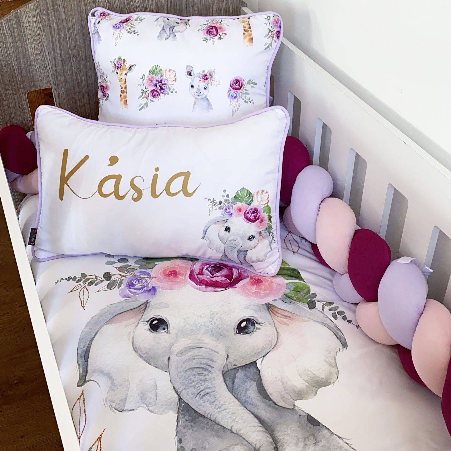 Cot Bedding - Pink Elephant Set 33