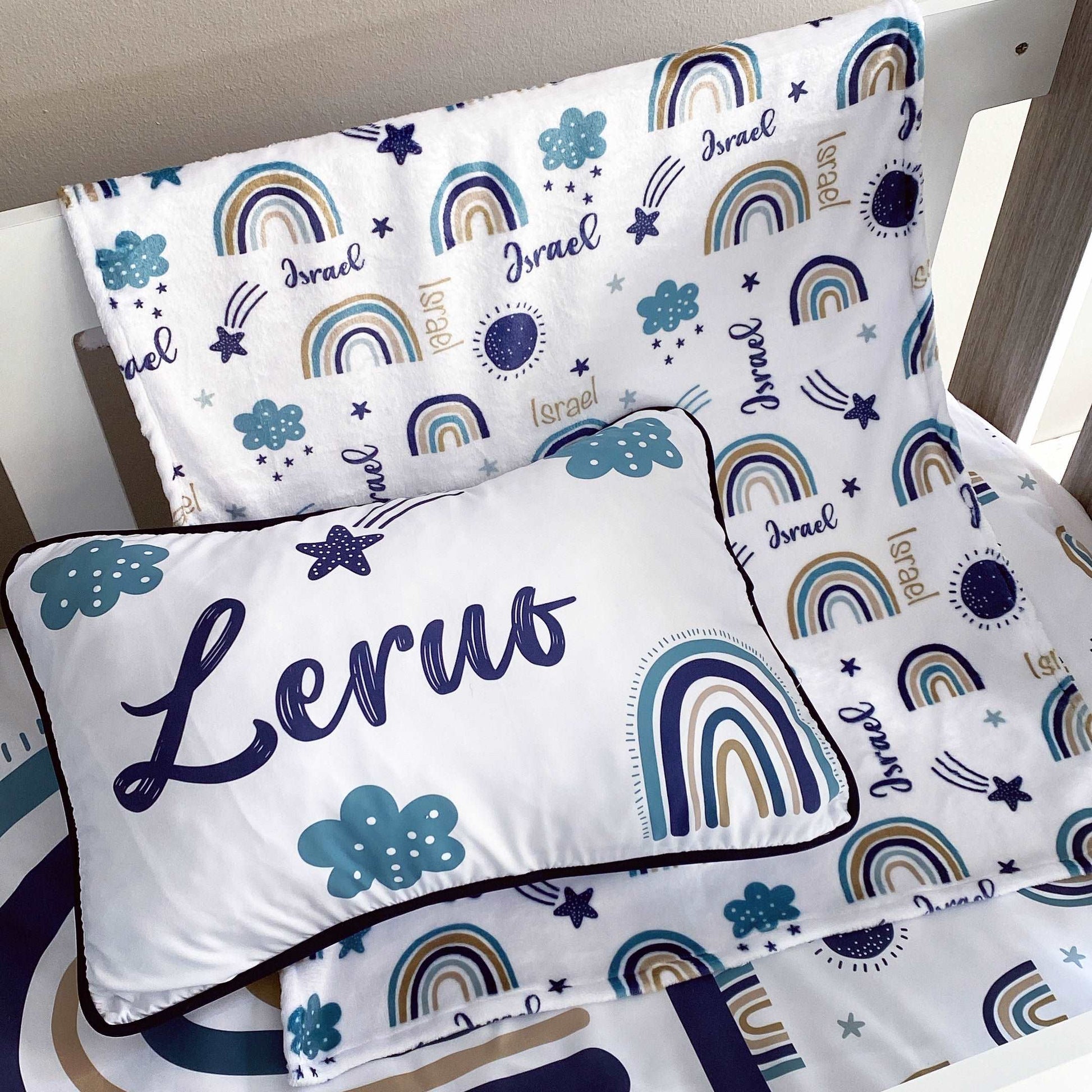 Cot Bedding - Navy Rainbow Delight Set