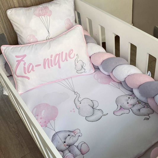 Cot Bedding - Pink Elephant Set 02