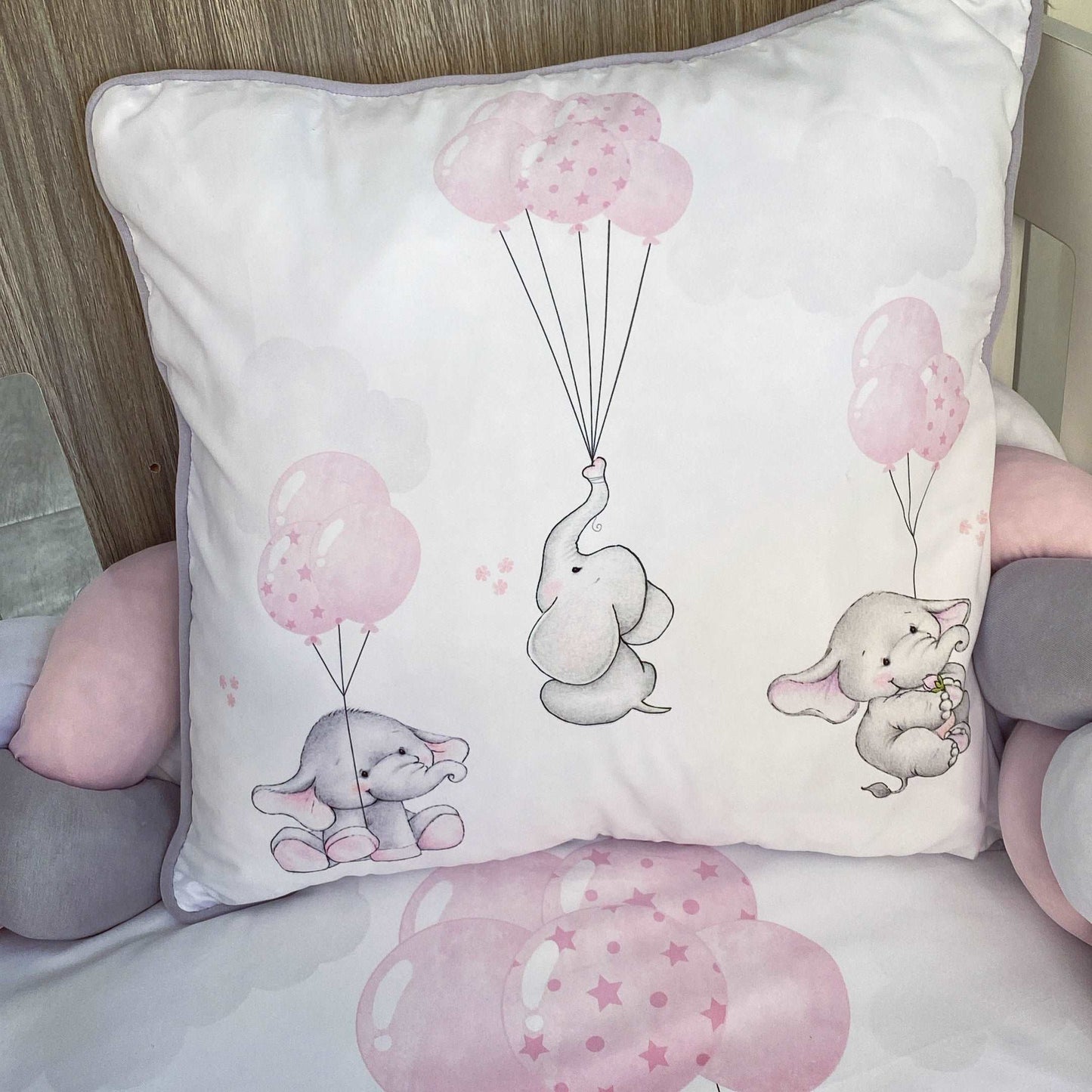 Cot Bedding - Pink Elephant Set 02