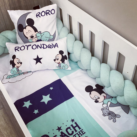 Cot Bedding - Blue Mickey Mouse Set 05