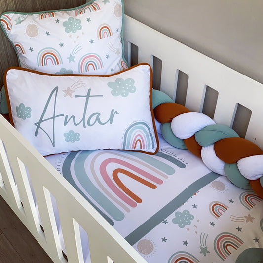 Cot Bedding - Sage Rainbow Set 02