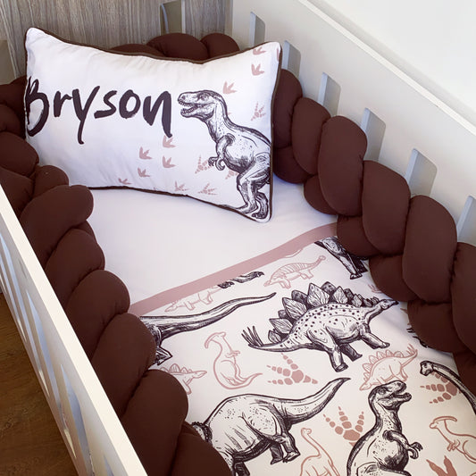 Cot Bedding - Brown Dinosaur Set 01