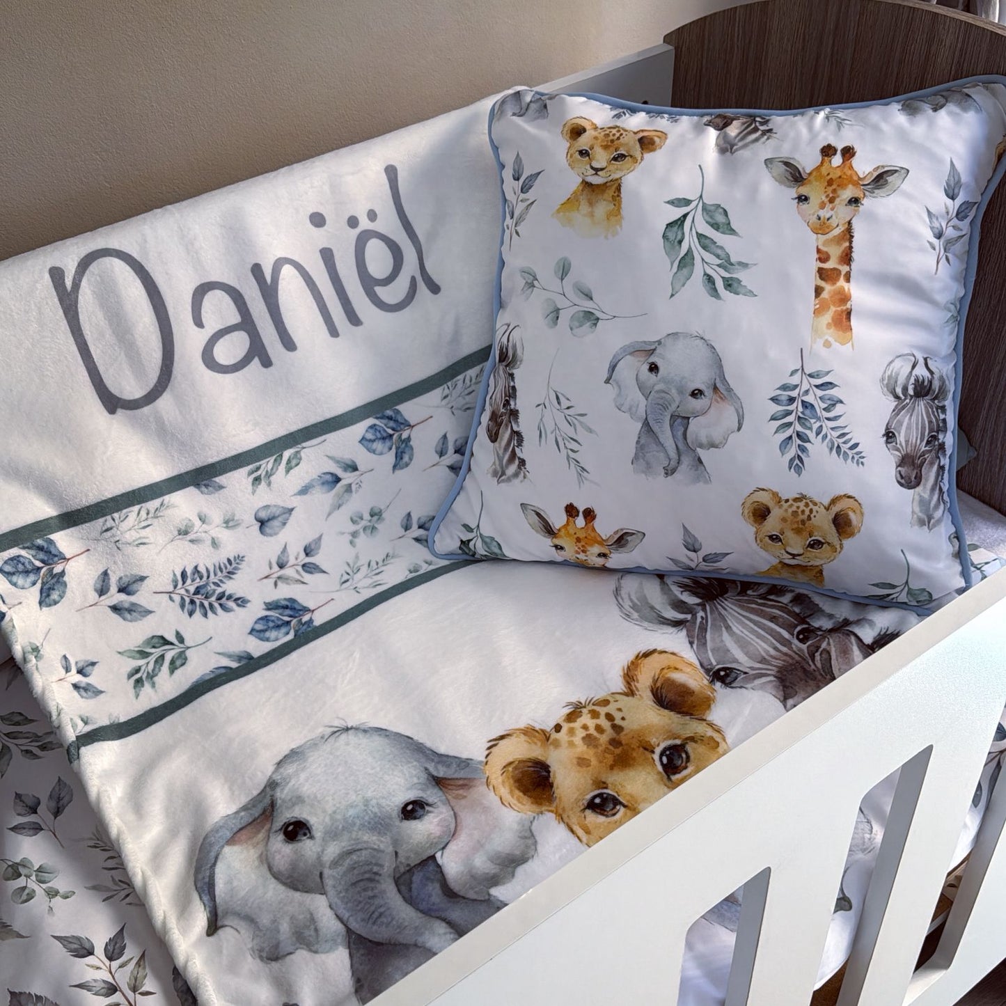 Cot Bedding - Grey Green Safari Set 05