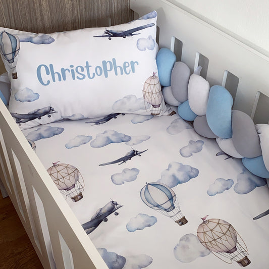 Cot Bedding - Blue Plane Set 05