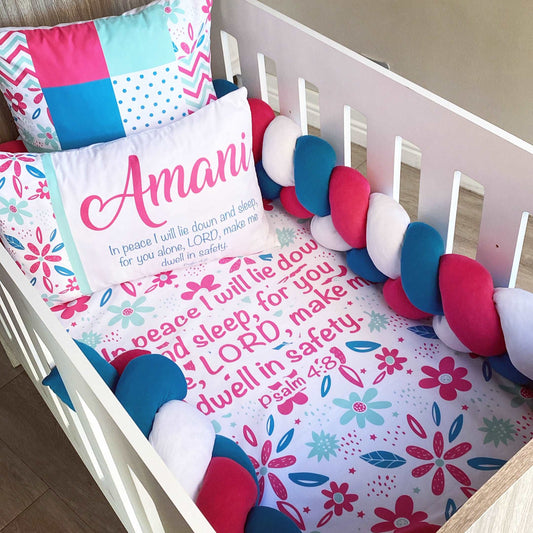 Cot Bedding - Bright Pink Floral Set 01