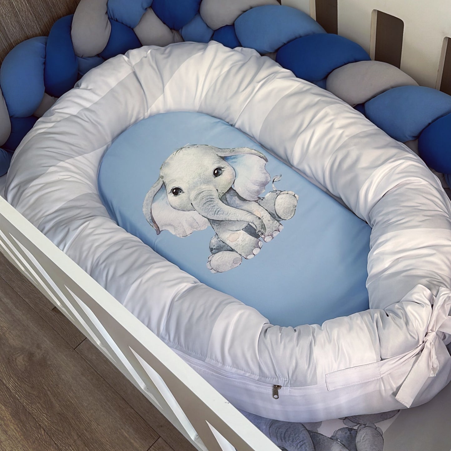 Cot Bedding - Blue Elephant Set 06