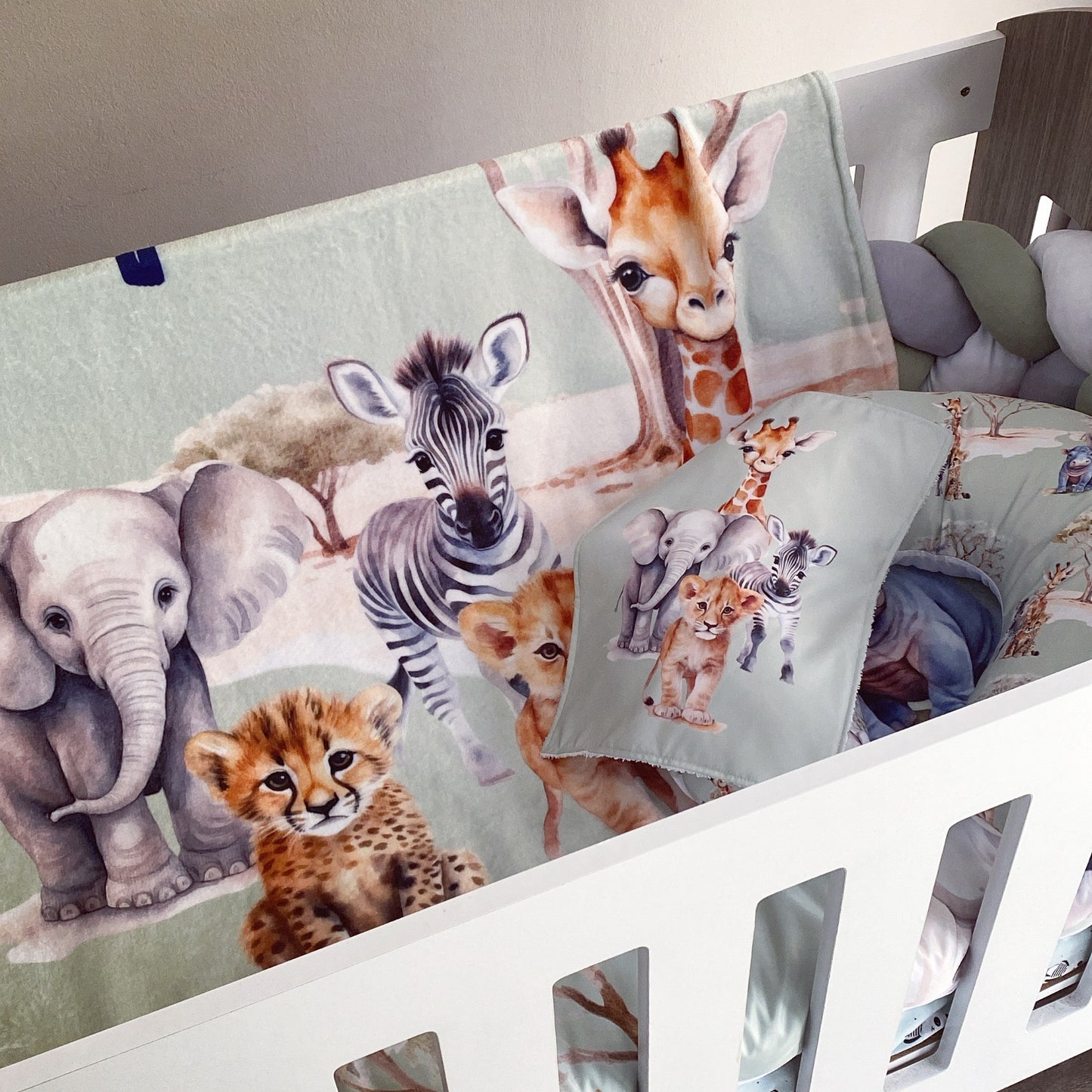 Cot Bedding - Sage Safari Set 11