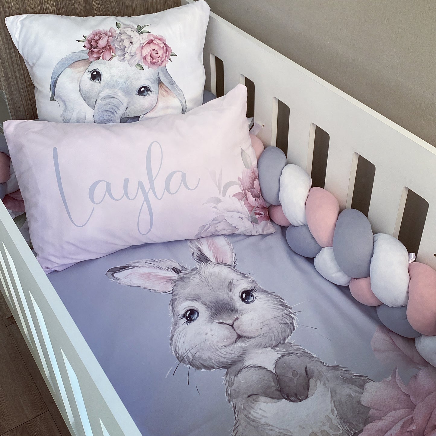 Cot Bedding - Grey Bunny Set 04