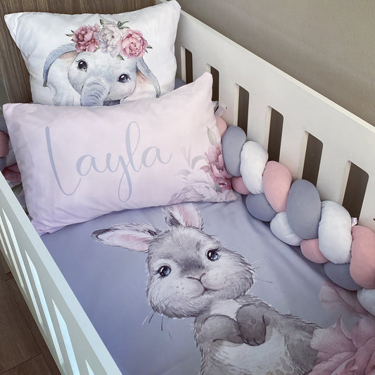 Cot Bedding - Grey Bunny Set 04