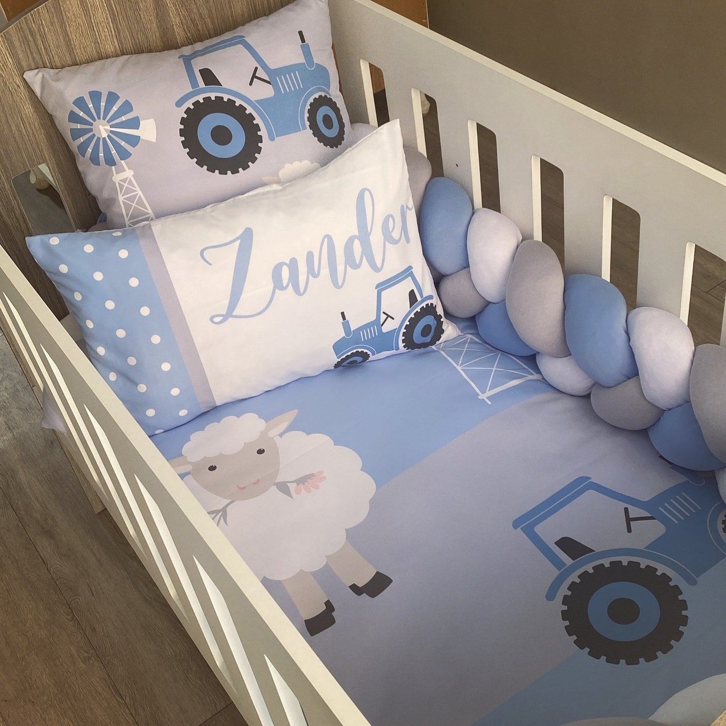 Cot Bedding - Blue Farm Set 03