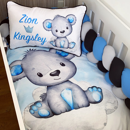Cot Bedding - Blue Bear Set 03