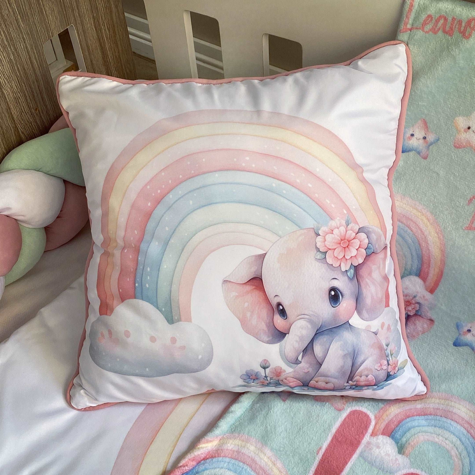 Cot Bedding - Rainbow Elephant Set 01