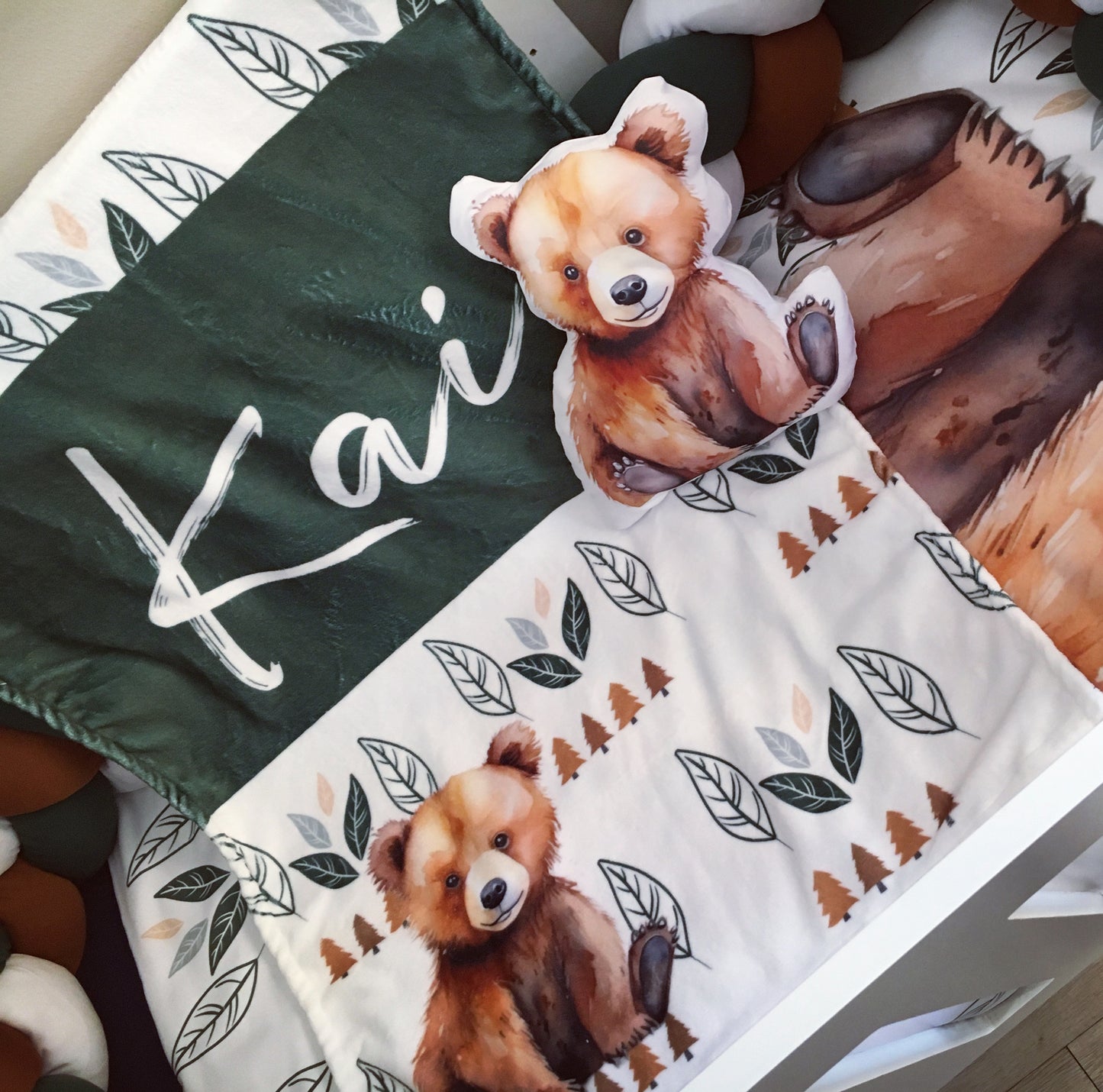 Cot Bedding - Woodlands Bear Set 01