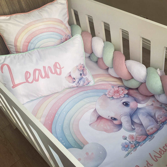 Cot Bedding - Rainbow Elephant Set 01