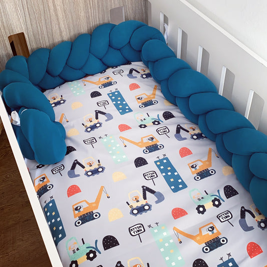Cot Bedding - Blue Construction Set 02