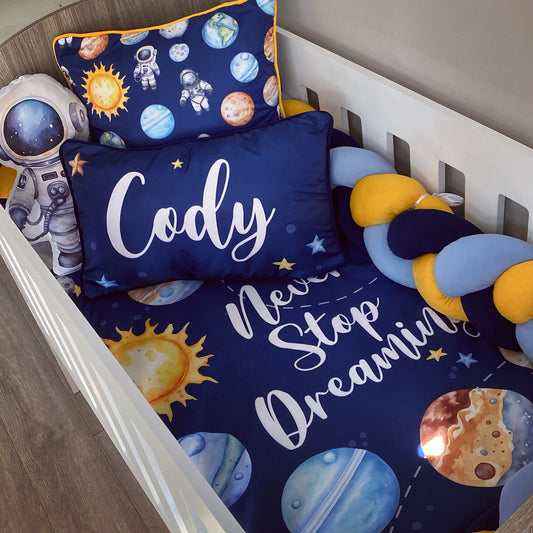 Cot Bedding - Blue Space Set 01