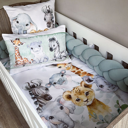 Cot Bedding - Sage Safari Set 01