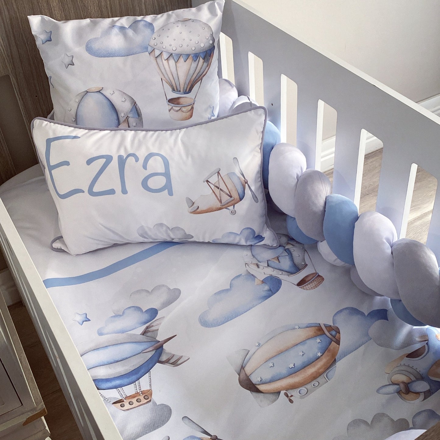Cot Bedding - Blue Plane Set 02